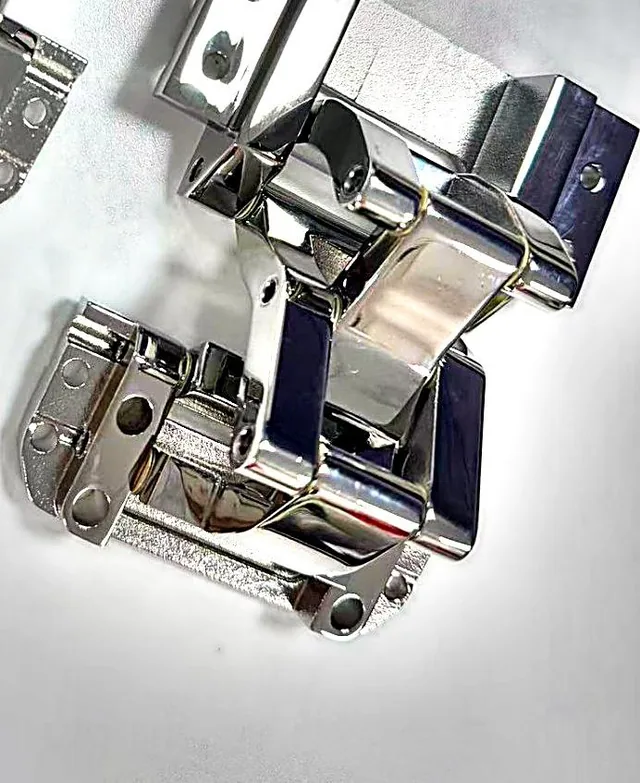 Mirror-polished AISI 316 stainless concealed multi-bar hinge, as supplied in the BULWARK access system