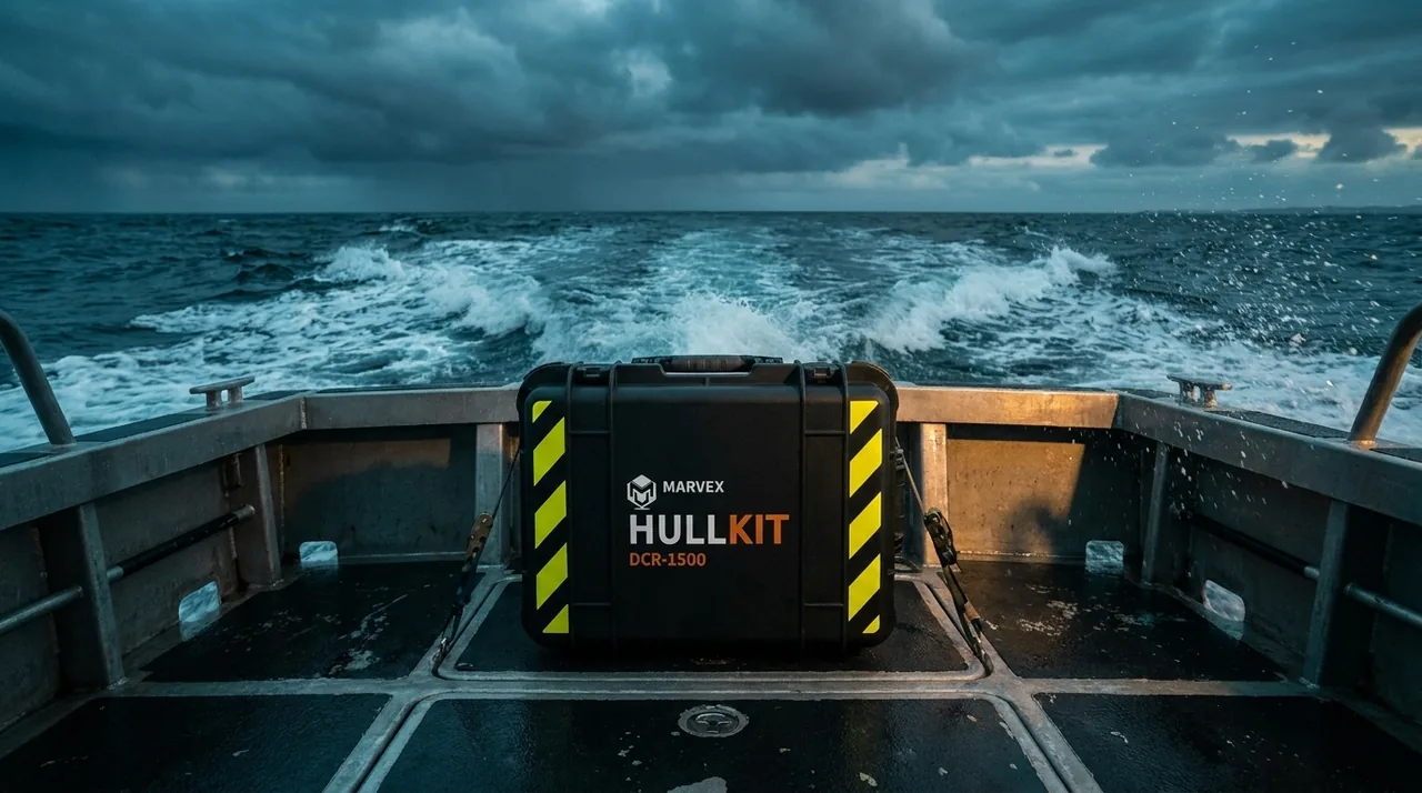 HULLKIT DCR-1500 damage control case on the deck of a vessel underway